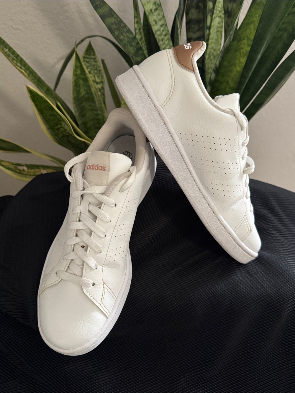 Adidas Advantage White with Copper Metallic Accent Sneakers- Women's 9.5